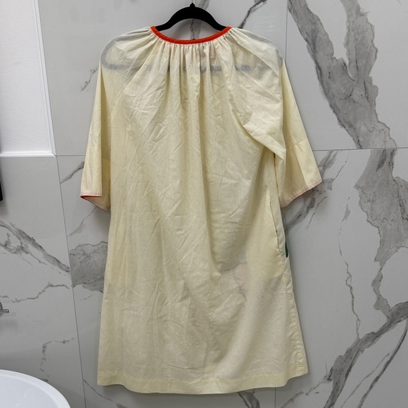 Vintage Cream Button-Up Night Gown Dress w Elephant Palm Tree Patch - Picture 5 of 5